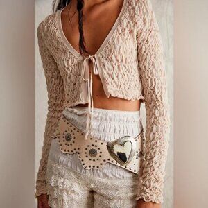 Free People scrunchy shrug XS tan, cream, off-white, brazilian sand